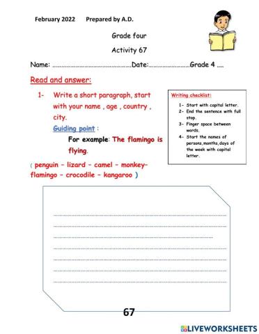 Writing , present continuous