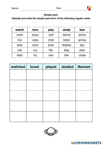 Simple past: Regular verbs Spelling