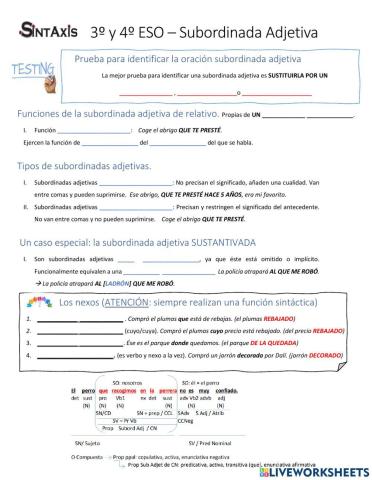 Descubrimos la proposición subordinada adjetiva