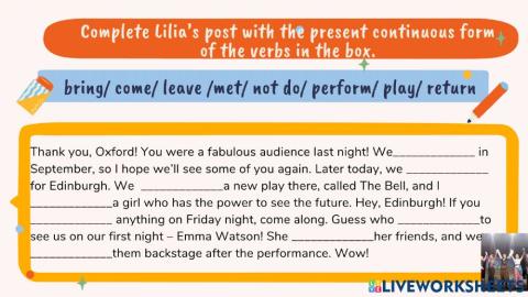 Present continuous for future