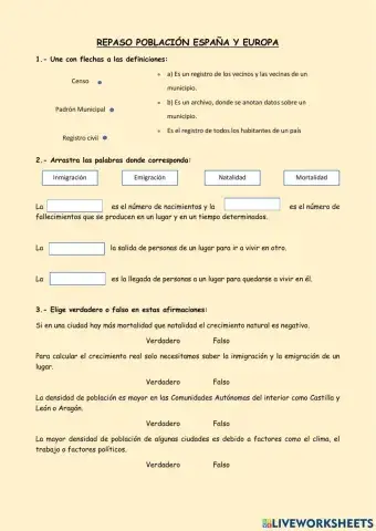 Población de España y Europa