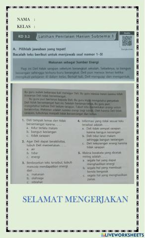 Latihan bhs indonesia tema 6 st 1