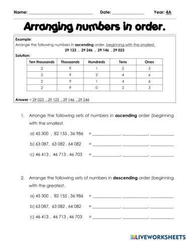Arranging numbers