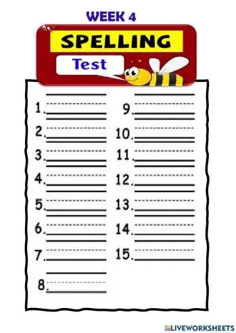 Class 1 Spelling Test