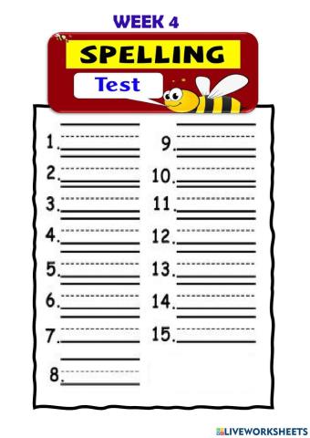 Class 1 Spelling Test