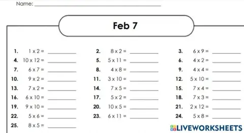 Mental Math Feb 7 2022