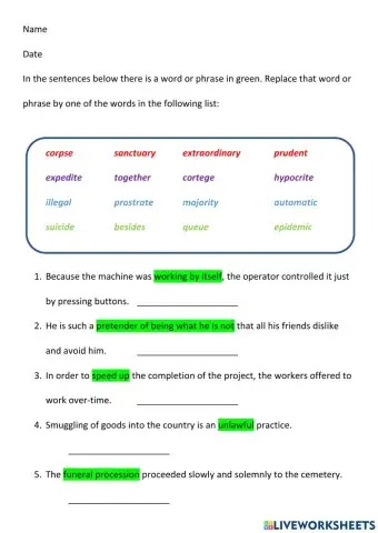 Single Words for words or phrases