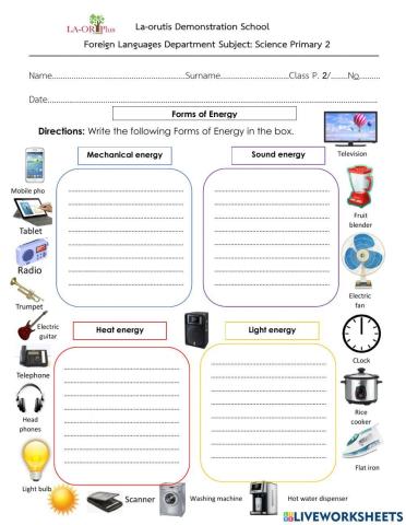 Forms of Energy