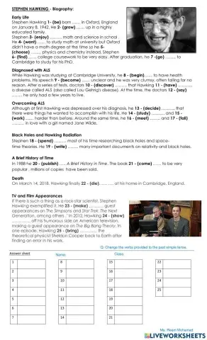 Stephen Hawking - Past Simple Tense