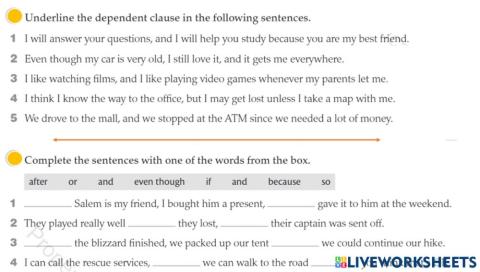 Grammar Dependent Clause, preposition