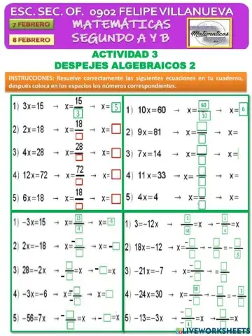 Despejes algebraicos 2