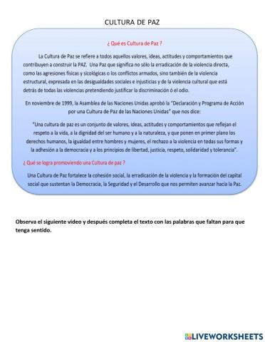 La cultura de paz
