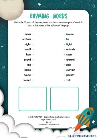 A Trip To The Moon - Rhyming Words