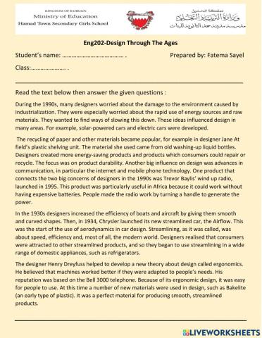 Eng202-Design Through ages