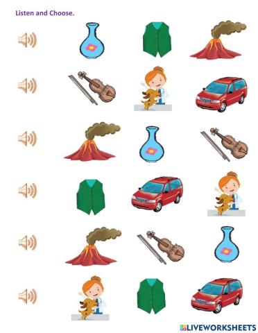 Listen and choose Letter V