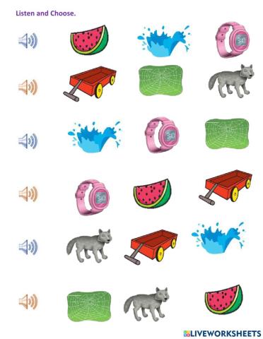 Listen and choose Letter W