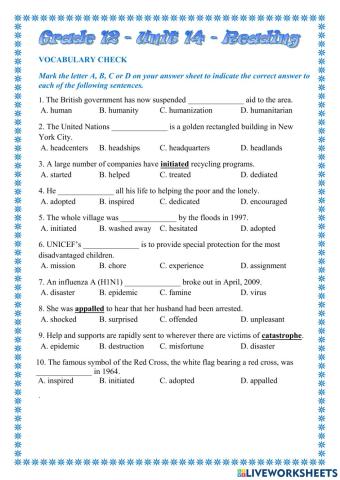 Grade 12-Unit 14-Reading-Checking Vocabulary