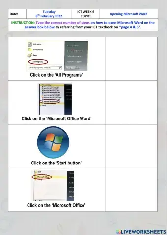 Opening microsoft word