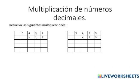 Multiplicaciones de decimales