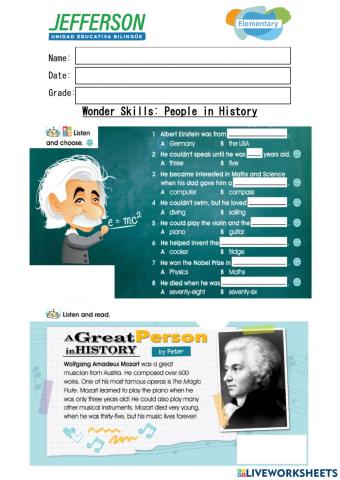 Wonder Skills People in History
