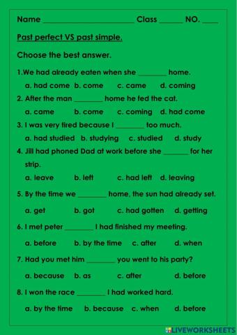 Past perfect vs past simple.