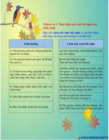 Nhiệm vụ 3. Thực hiện nói, cười đủ nghe nơi công cộng