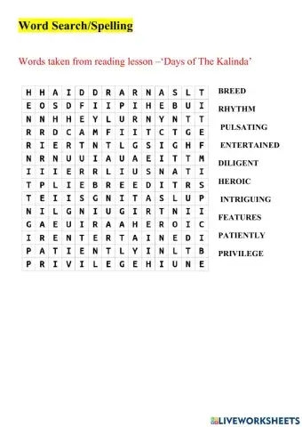 Spelling-Days of the Kalinda