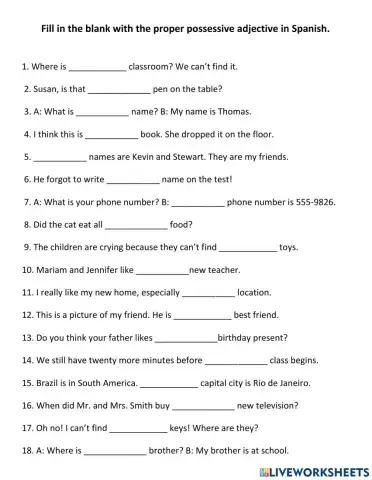 Possessive Adjectives 2