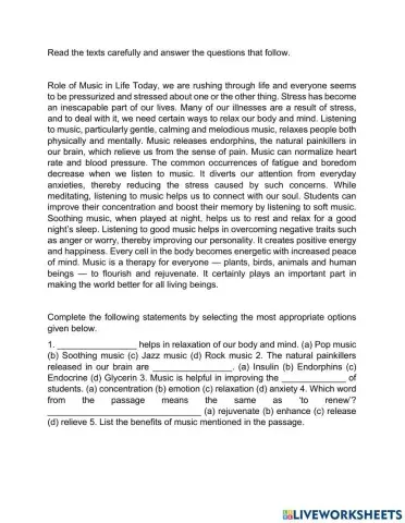 Reading about Music passage