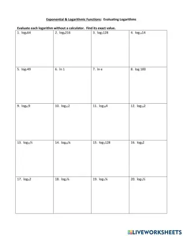 Evaluate Logs and Exponents