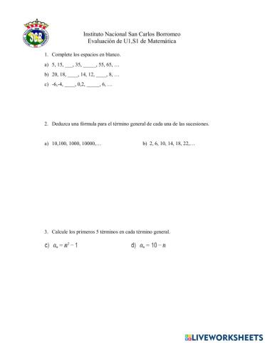 Sucesiones, notación y término general