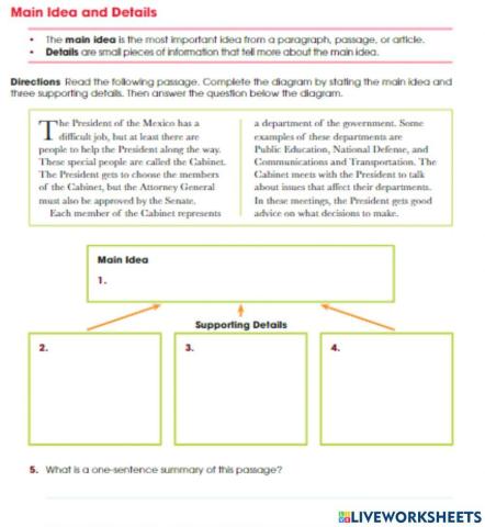 Main idea and supporting details