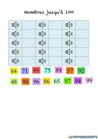 Nombres jusqu'à 100