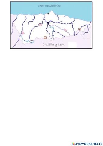 Mapa principales ríos de Asturias