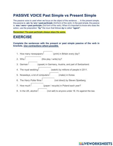 Passive Voice. Present and Past Simple forms.