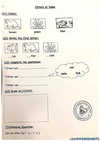 Otters at home Activity 2