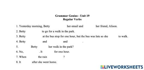 Grammar Genius Unit 19 Past Simple