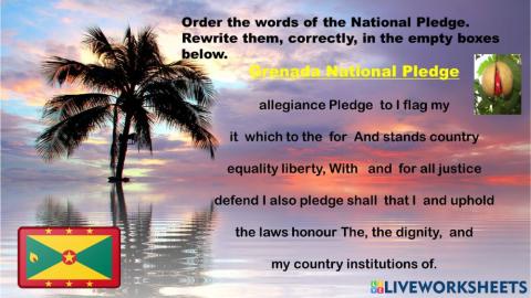 Grenada National Pledge Word Scramble