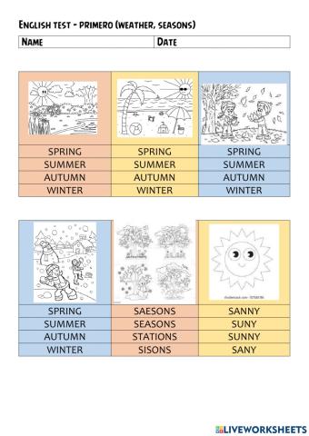 English test primero weather seasons