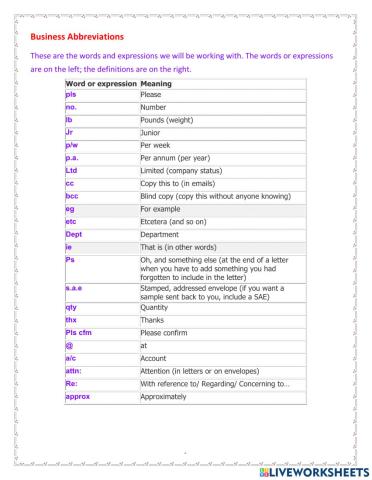 Business Abbreviations