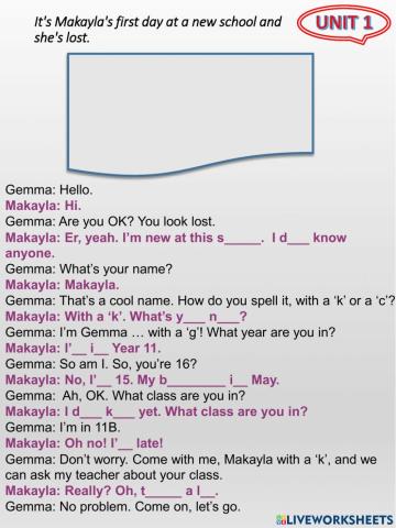 It's Makayla's first day at a new sthank-school and she's lost.