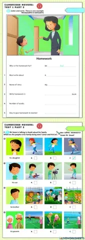 Cambridge Movers: Test 1, Parts 2,3