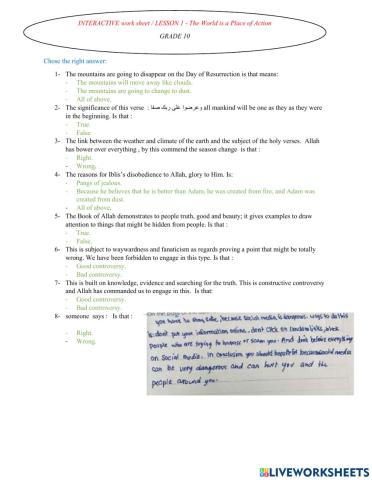 LESSON 1 - The World is a Place of Action