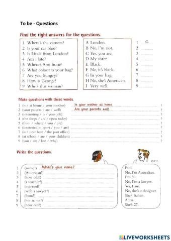 Verb to be - Questions