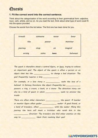 Quests and Character Archetypes