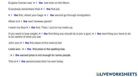 (the) first-(the) next- (the) last