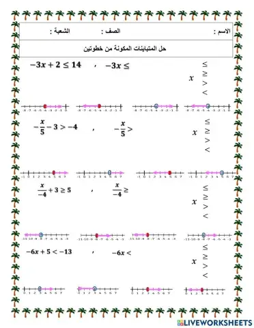 حل المتباينات المكونة كم خطوتين