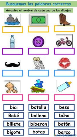 Relacion imagen texto letra b