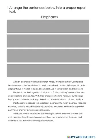 Arranging sentences into a proper report text.