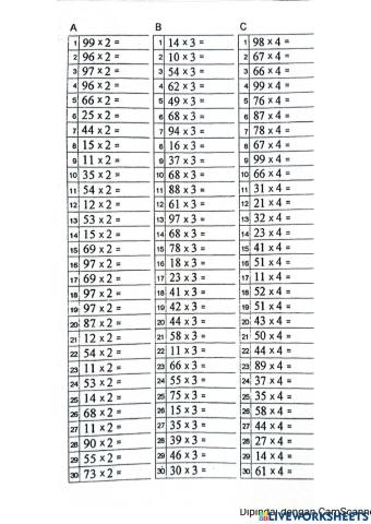 Perkalian 2 3 4 (2x1) 1st